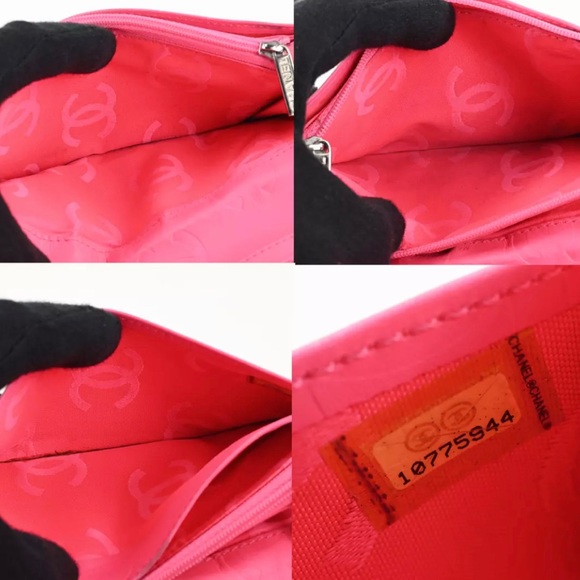 Authentic CHANEL Lamb Skin Cambon line CC logo long wallet Crossbody black - Picture 4 of 11